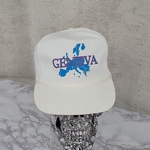 WINNER Renaissance International Vintage Geneva Hat White Blue Streetwear - Picture 2 of 12
